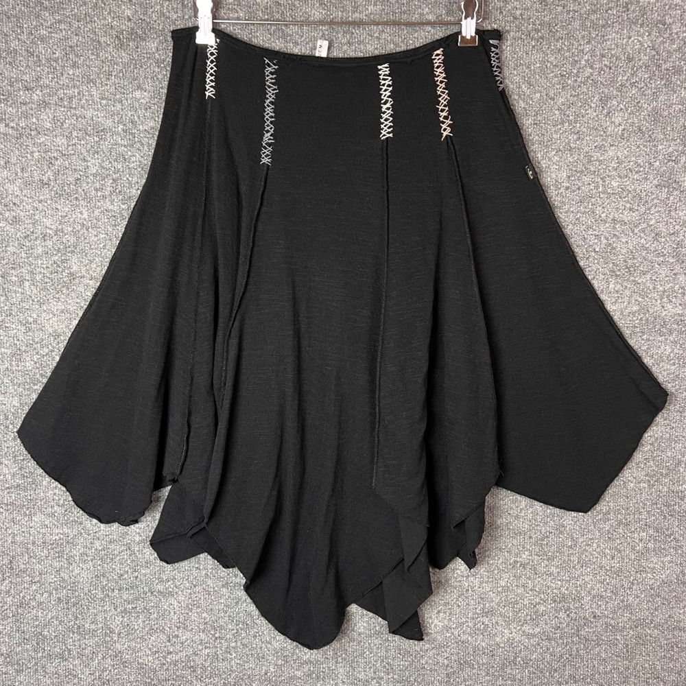 Psylo Skirt Womens M-L Black Handcrafted Goth Punk Pixie Hem Stitching - Picture 2 of 8